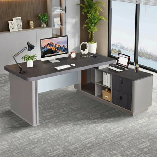Cologne OT489 executive director office table with side cabinet, TD Furniture Malaysia