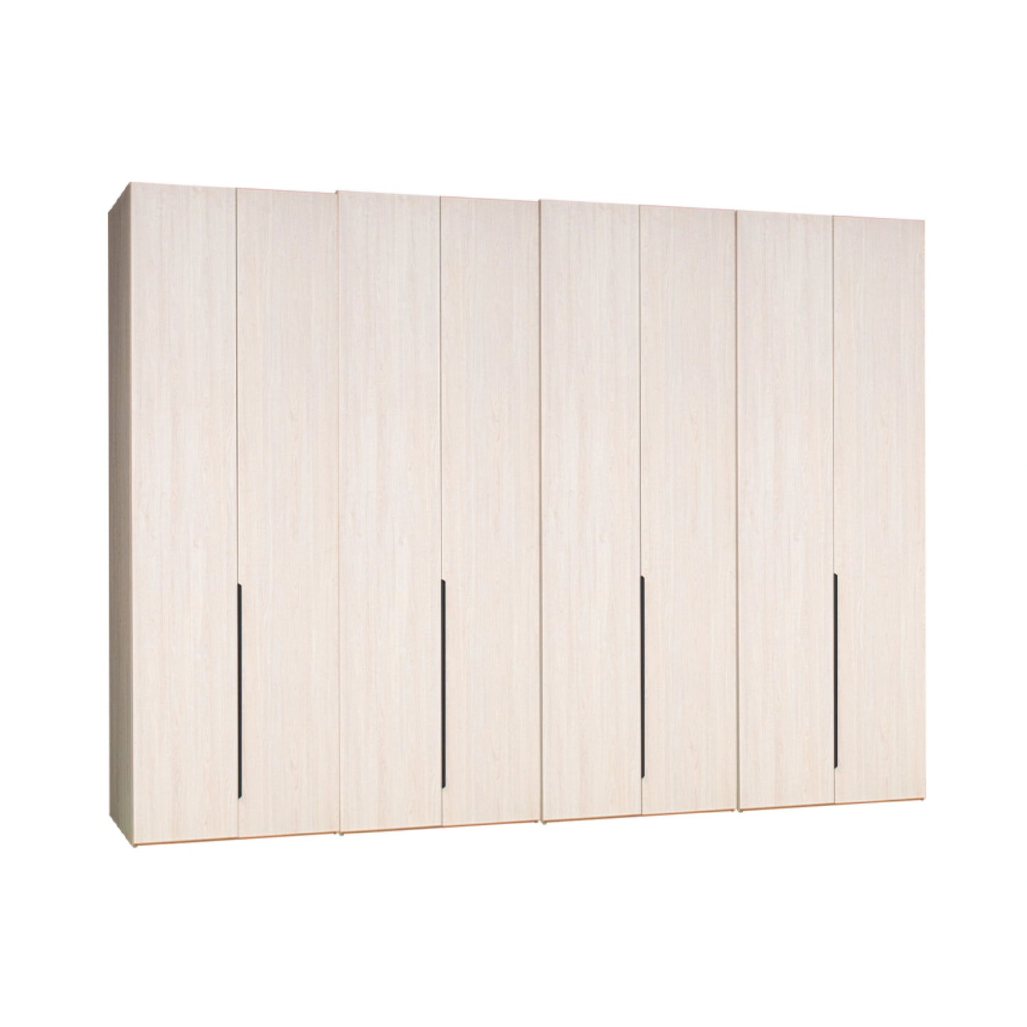 Wooden wardrobe with four doors on a white background