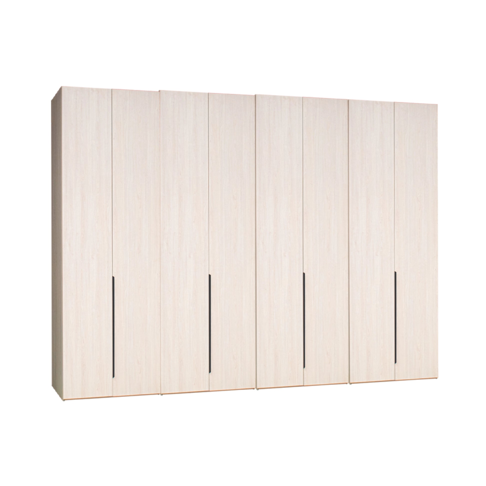Wooden wardrobe with four doors on a white background