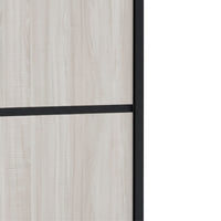 Close-up of a wooden panel with a black frame
