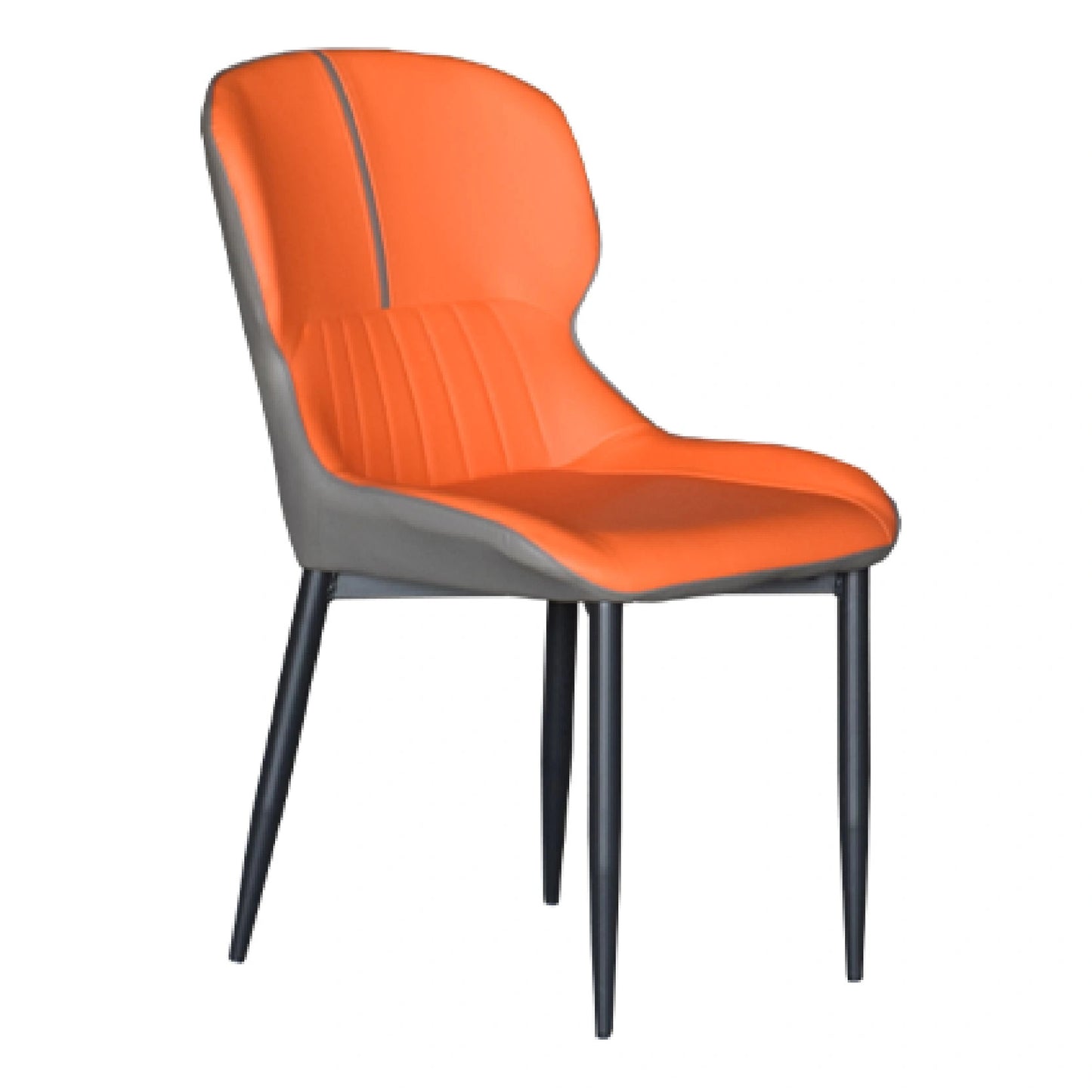 Orange chair with black legs on a white background