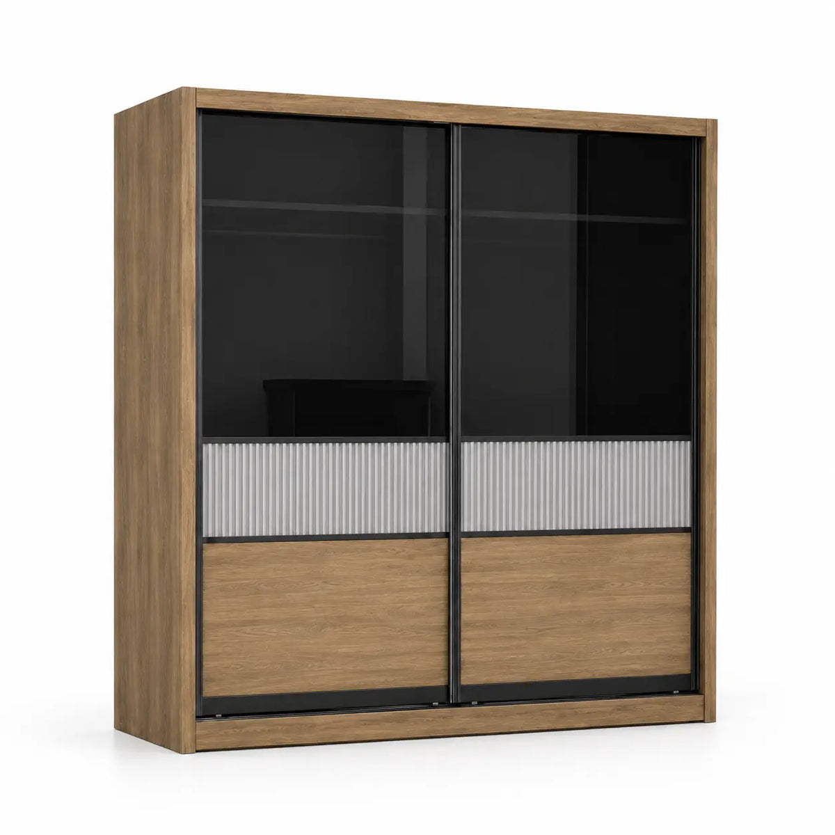Ozein Sliding Door Wardrobe Cinnamon Oak - TD Furniture