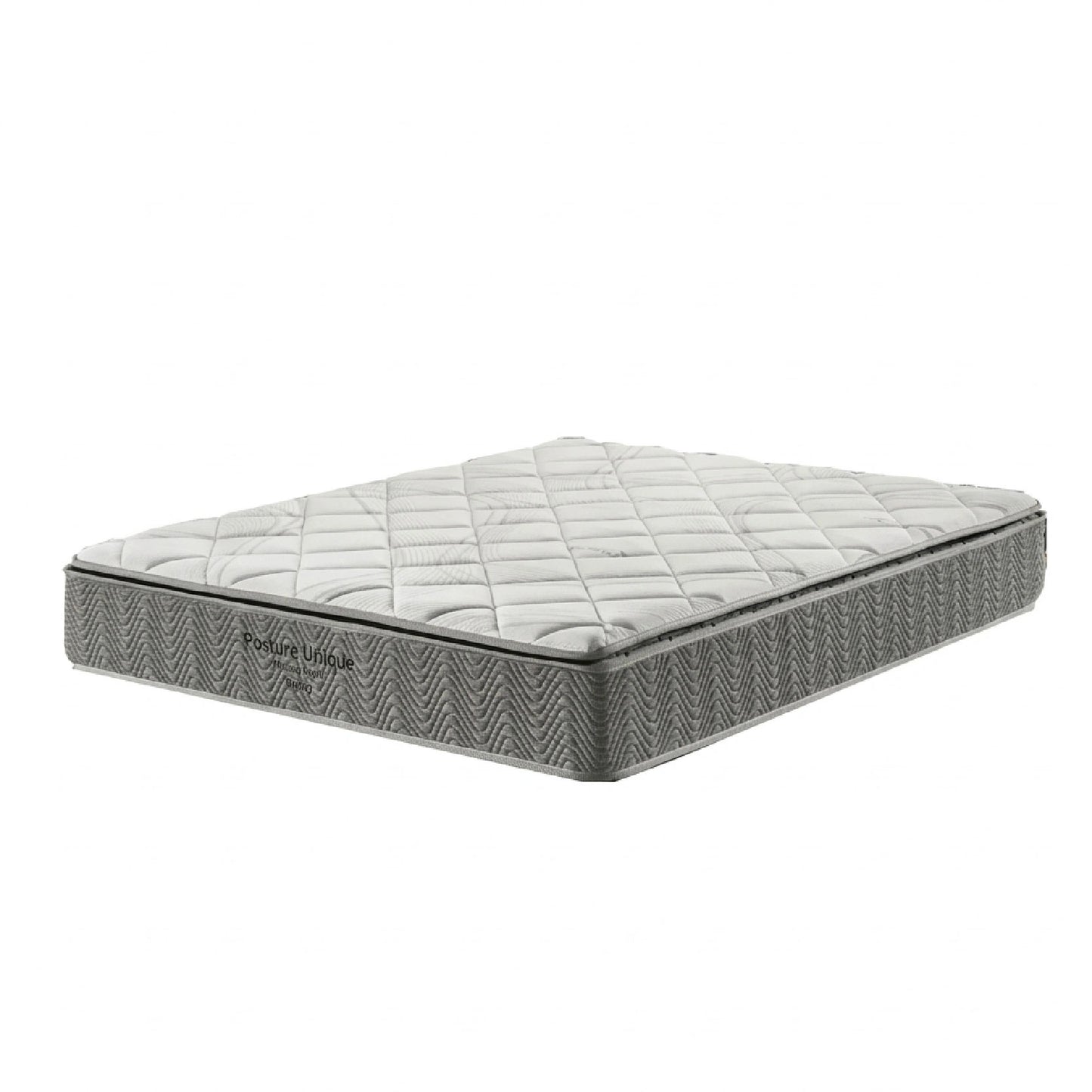 Gray mattress with quilted pattern on a white background