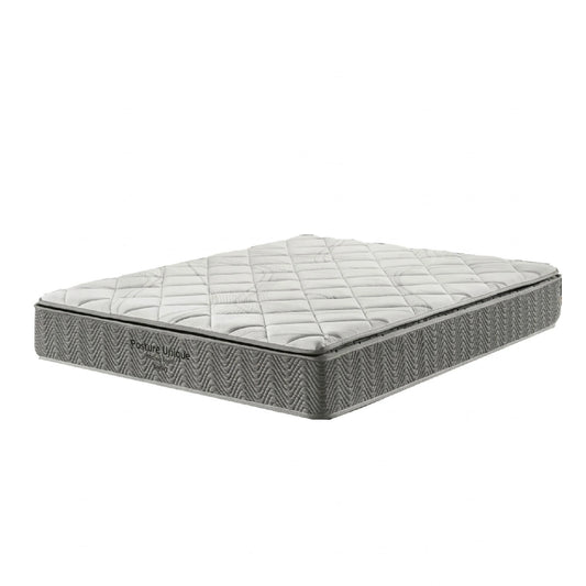 Gray mattress with quilted pattern on a white background