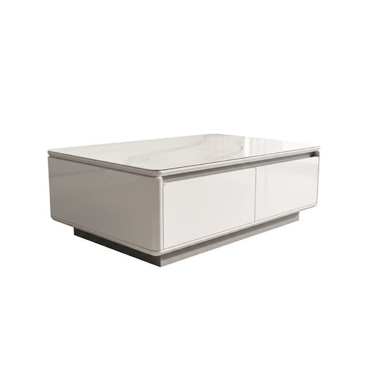 Modern coffee table with a reflective surface on a white background
