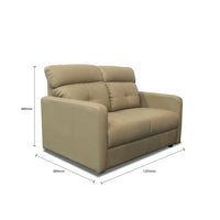 Beige armchair with dimensions labeled 