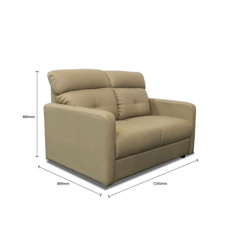 Beige armchair with dimensions labeled 