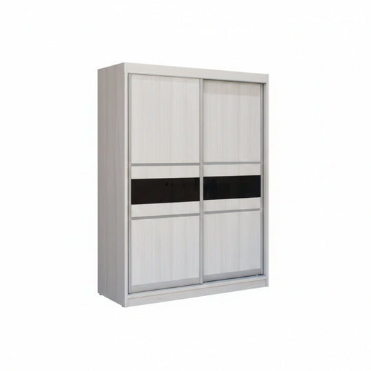 White wardrobe with sliding doors on a white background