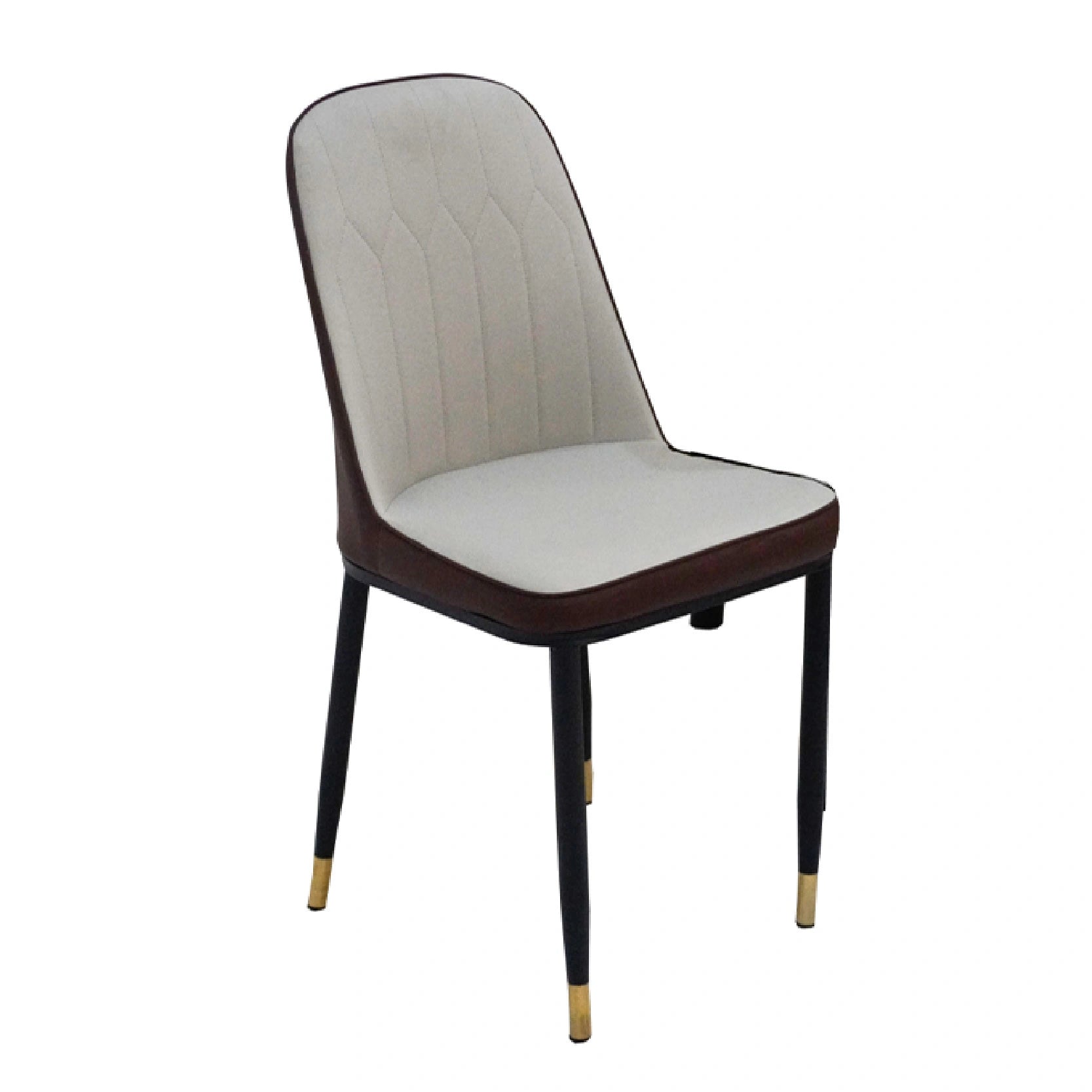 Chair with white cushioned seat and backrest on a white background