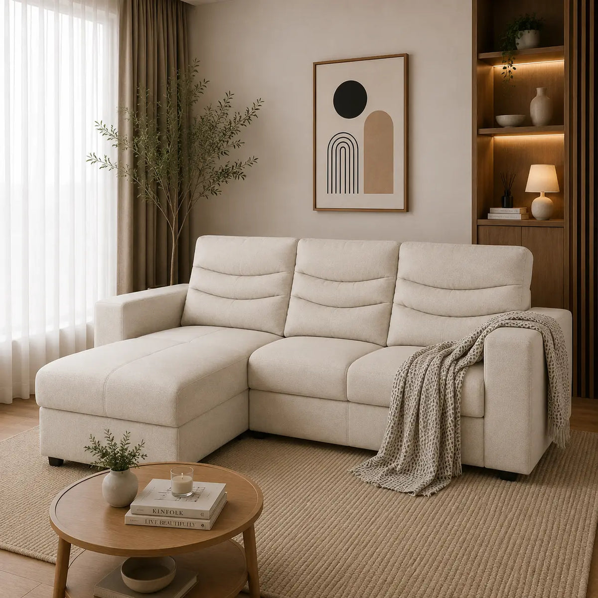 Solonna L Shape Premium Fabric Sofa