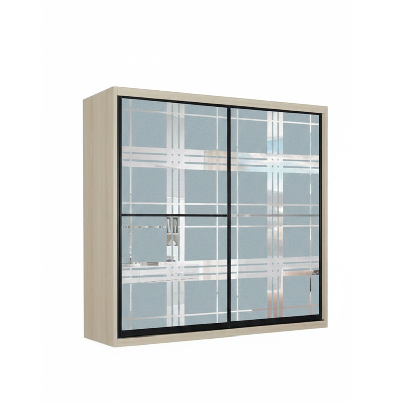 Cabinet with glass sliding doors on a white background