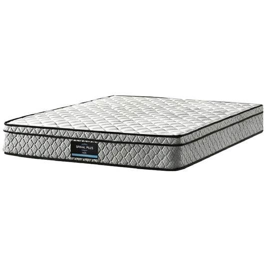 Mattress with brand label on a white background