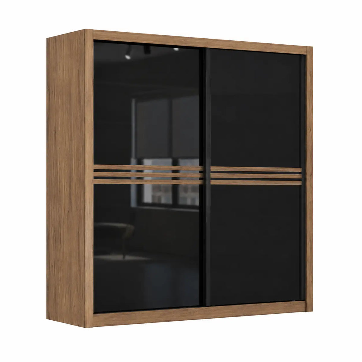 Taeil Sliding Door Wardrobe Cinnamon Oak - TD Furniture