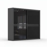 Black sliding door wardrobe on a white background