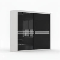 Sliding wardrobe with black glass doors on a white background