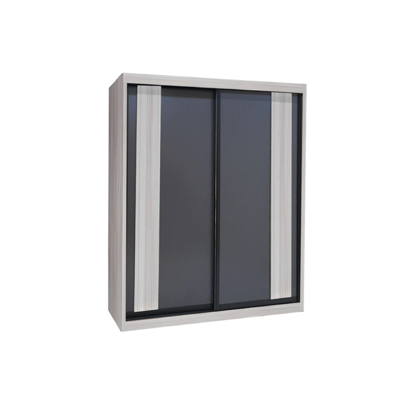 Sliding door wardrobe with gray glass panels on a white background
