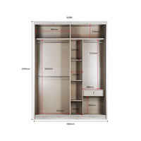 Measurement chart of a wardrobe with dimensions labeled