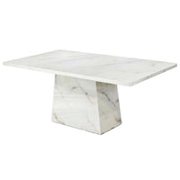 Marble-patterned dining table on a white background