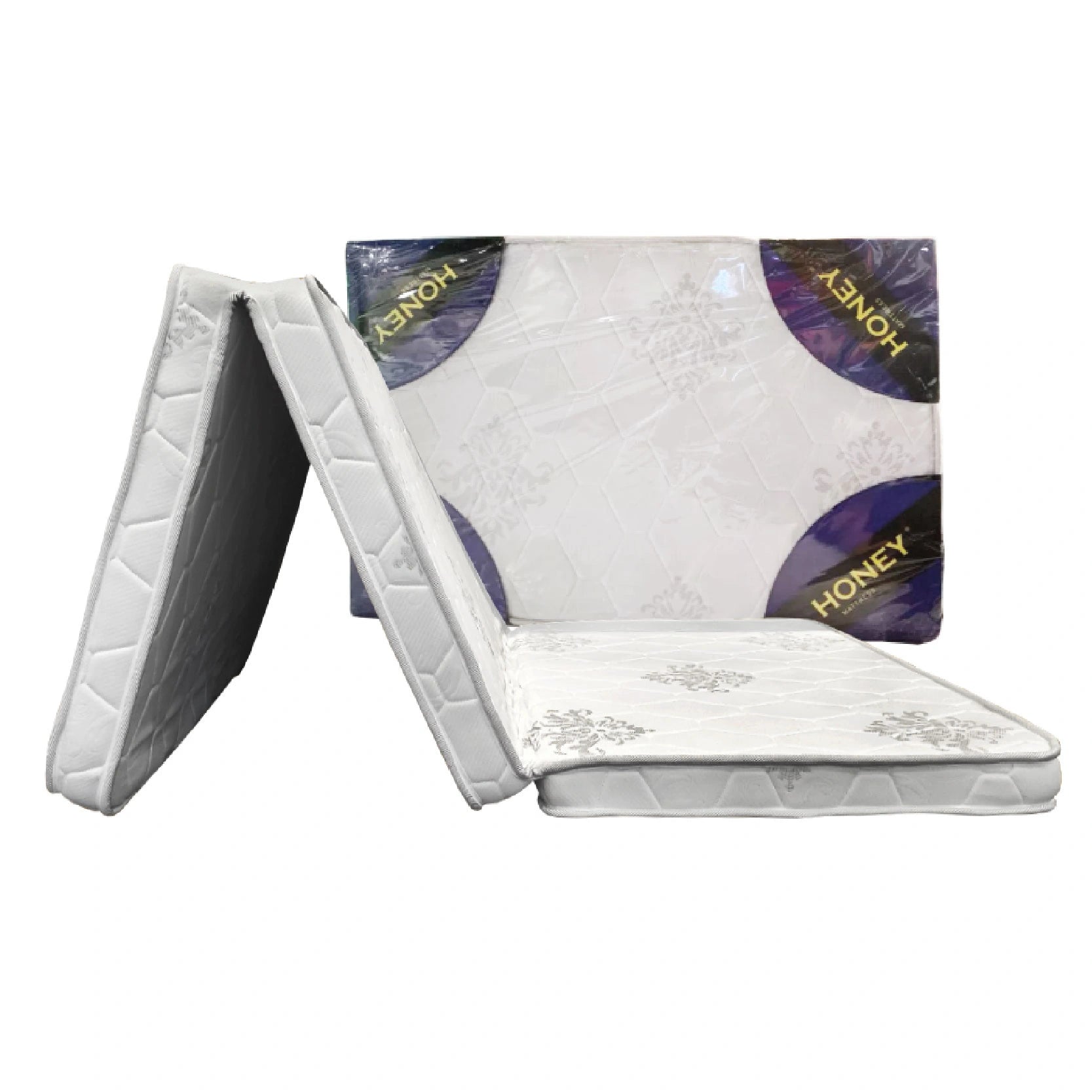 Mattress with 'Honey' branding on a white background