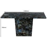 Marble countertop with dimensions labeled on a white background