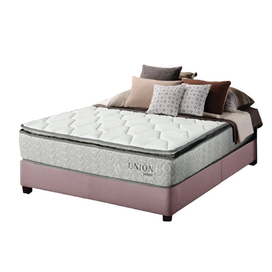 Mattress with bedding set on a white background