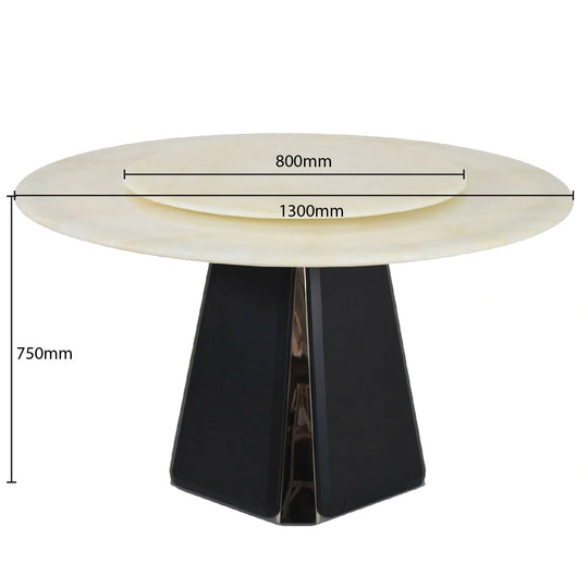 Round table with dimensions labeled on a white background