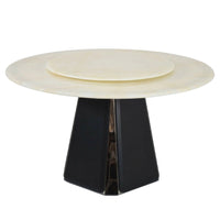 Modern side table with three circular shelves on a white background