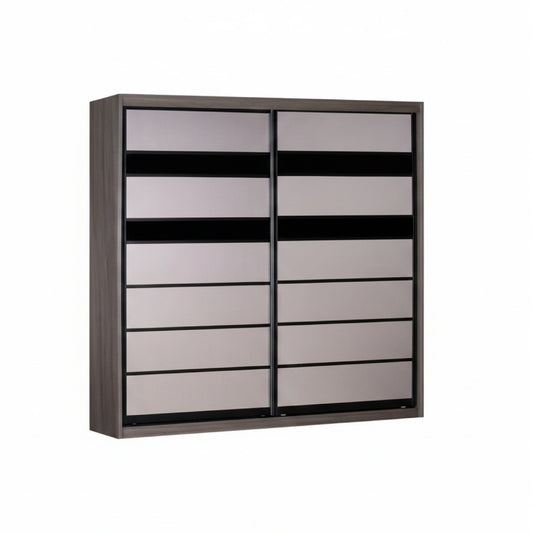 Sliding door wardrobe with mirror panels on a white background