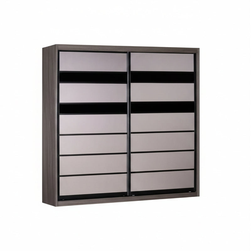 Sliding door wardrobe with mirror panels on a white background