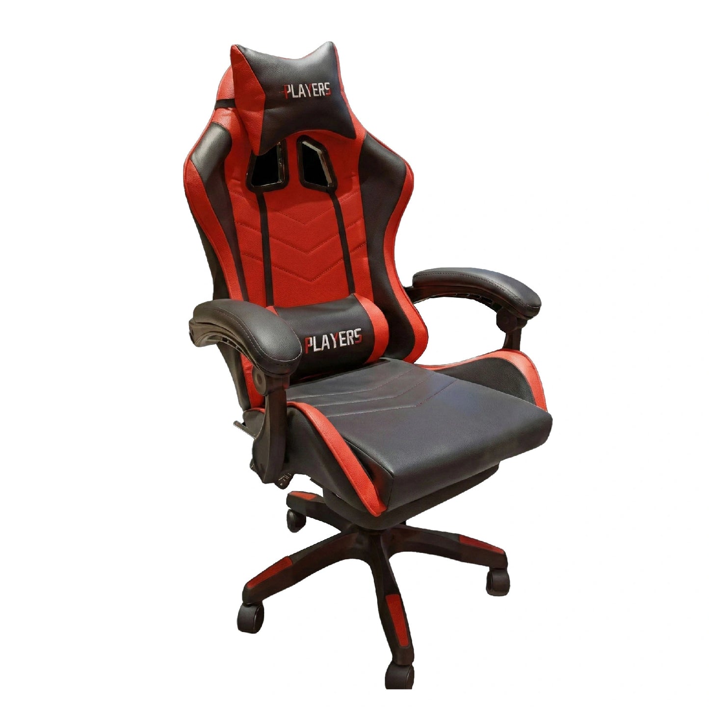 Red and black gaming chair with 'PLAYERS' branding on a white background