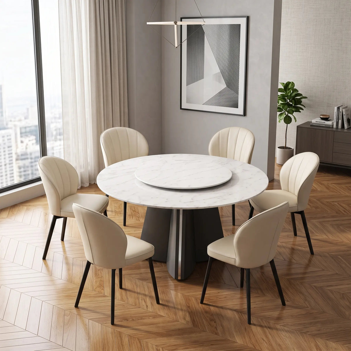 Violet 4.5FT Marble Dining Set
