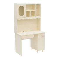 White desk with shelves on a white background
