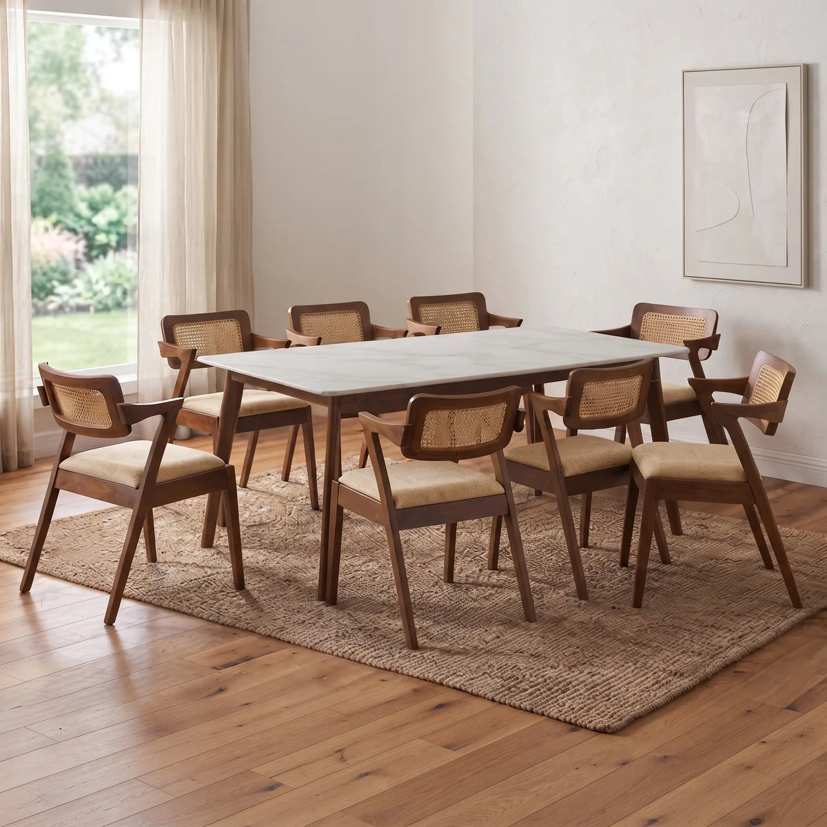 Yara Sintered Stone Top With Wooden Dining Set