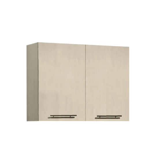Beige wall cabinet with two doors on a white background