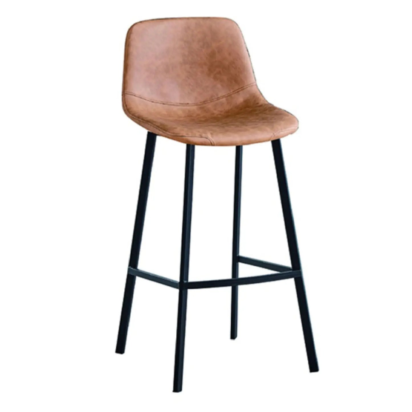 Brown bar stool with black legs on a white background