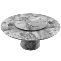 Two marble round tables stacked on a white background