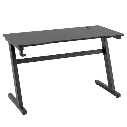 Black adjustable desk on a white background