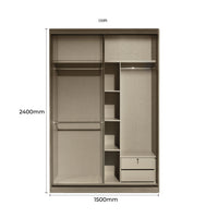 Beige wardrobe with measurements on a white background