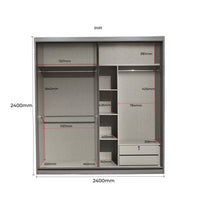 Wardrobe with dimensions labeled on a white background