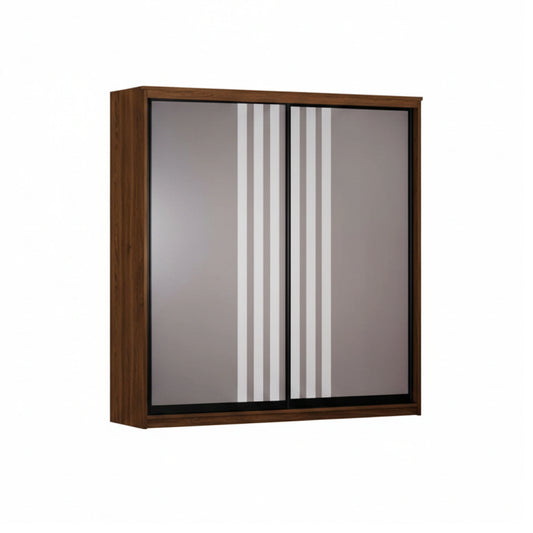 Wooden cabinet with sliding glass doors on a white background