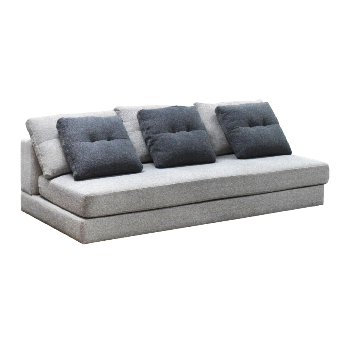 Gray sofa with three dark gray cushions