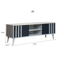 TV stand with dimensions labeled on a white background