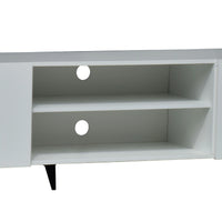 White cabinet with open shelf on a white background