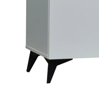 Gray cabinet with black legs on a white background