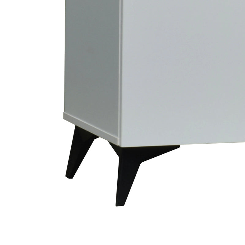 Gray cabinet with black legs on a white background