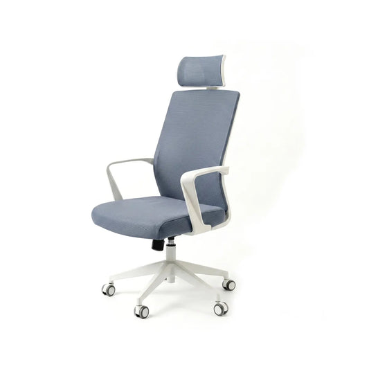 Blue office chair with white base