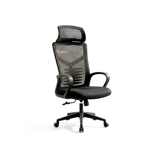 Black office chair with mesh backrest 